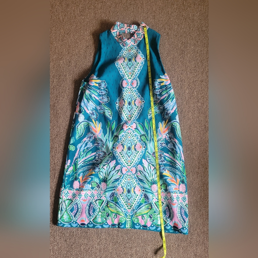 Lilly Pullitzer Brandi Valencia Teal Rain Florist Shift Dress Sz 6 - Picture 10 of 16